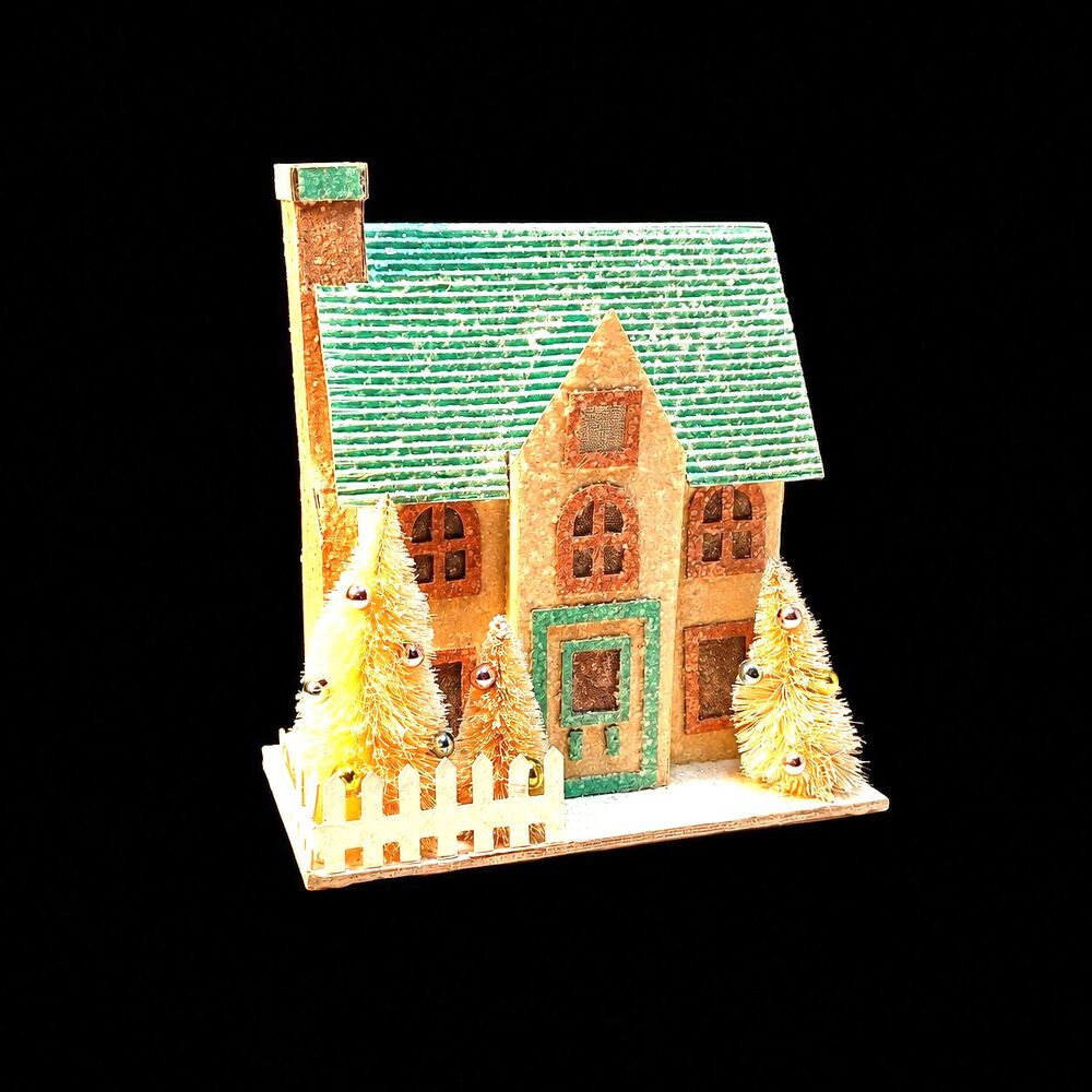 Vintage Pastels Putz House, Bethany Lowe, Cottage Christmas Village, Shabby Chic